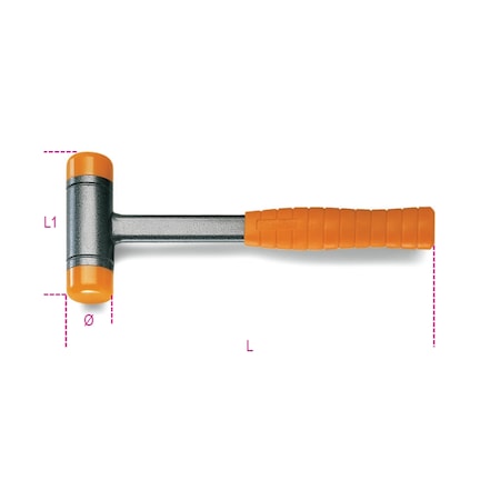 Beta 1392 Dead-blow Hammer, Interchangeable Plastic Face, Steel Shaft, 40mm Face 013920040
